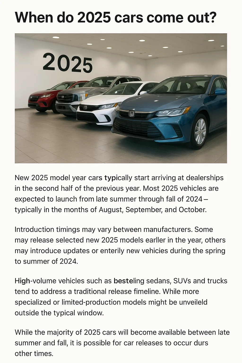 What are the expected cars launch in 2025